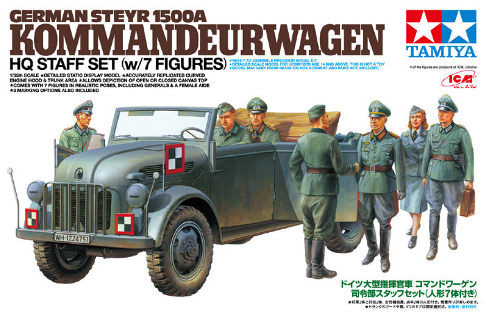 25149-Tanks-1/35 German large command vehicle Commandwagen HQ staff set (with 7 dolls)