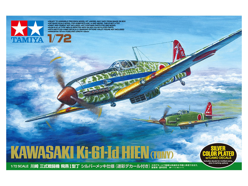 25420-AirCrafts-1/72 Kawasaki Ki-61-Id Hien (Tony) Silver Color Plated (w/Camo Decals)