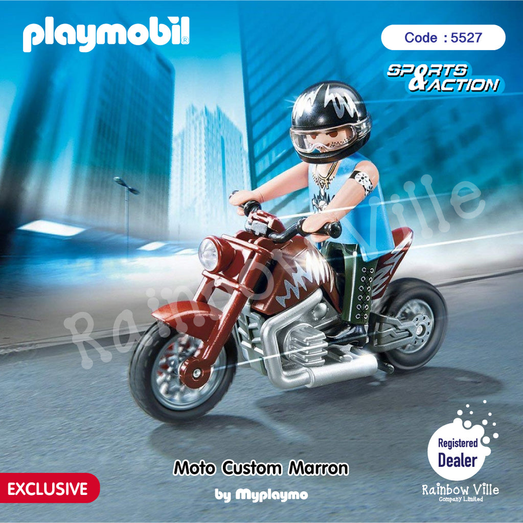 PLAYMOBIL - Moto Custom Marron - 5527 - Sports & Action - Pour