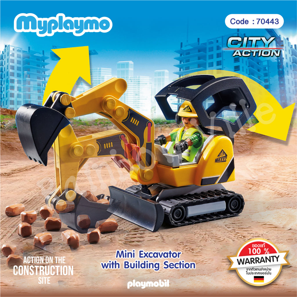 70443-City Action-Construction Mini Excavator With Building Section