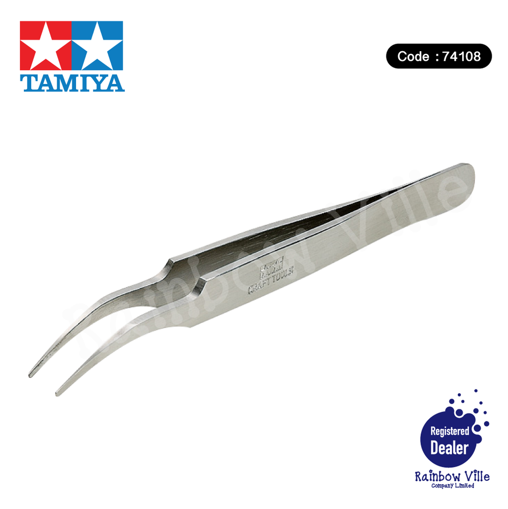 74108-Tamiya's Tools-Precision tweezers (rounded tip / vine neck type)