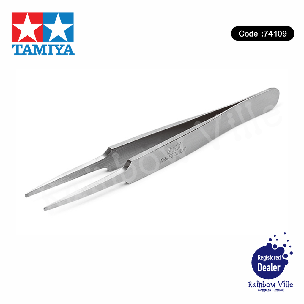 74109-Tamiya's Tools-Precision tweezers (rounded tip / straight type)