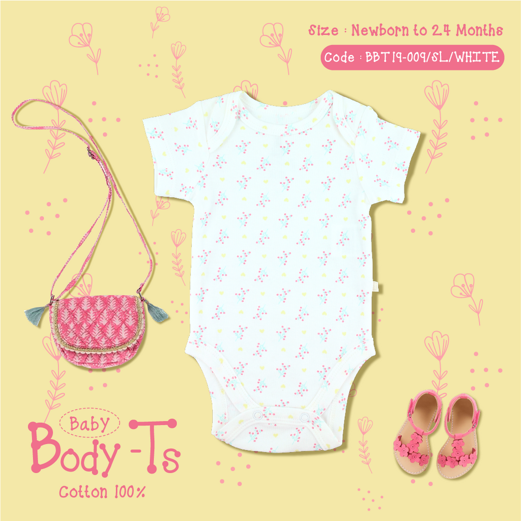 Baby Body-T's (Short Sleeve-Pink Flower)-009
