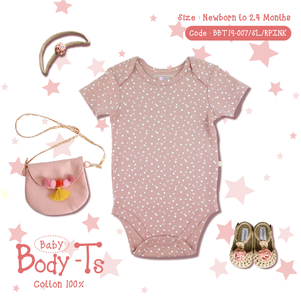Baby Body-T's (Short Sleeve-Stars/Pink)-007