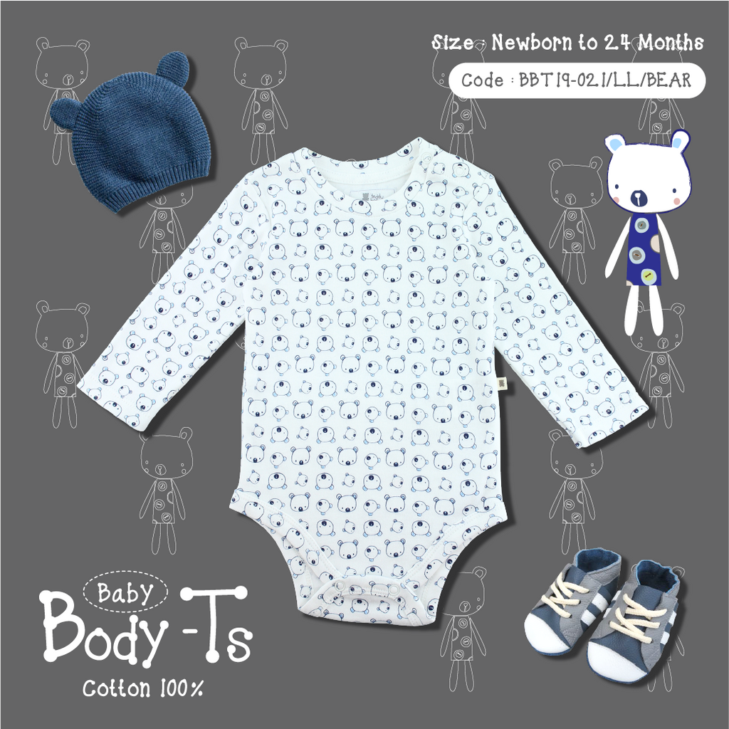 Baby Body-T's (Long Sleeve-Huggie Bears)-021