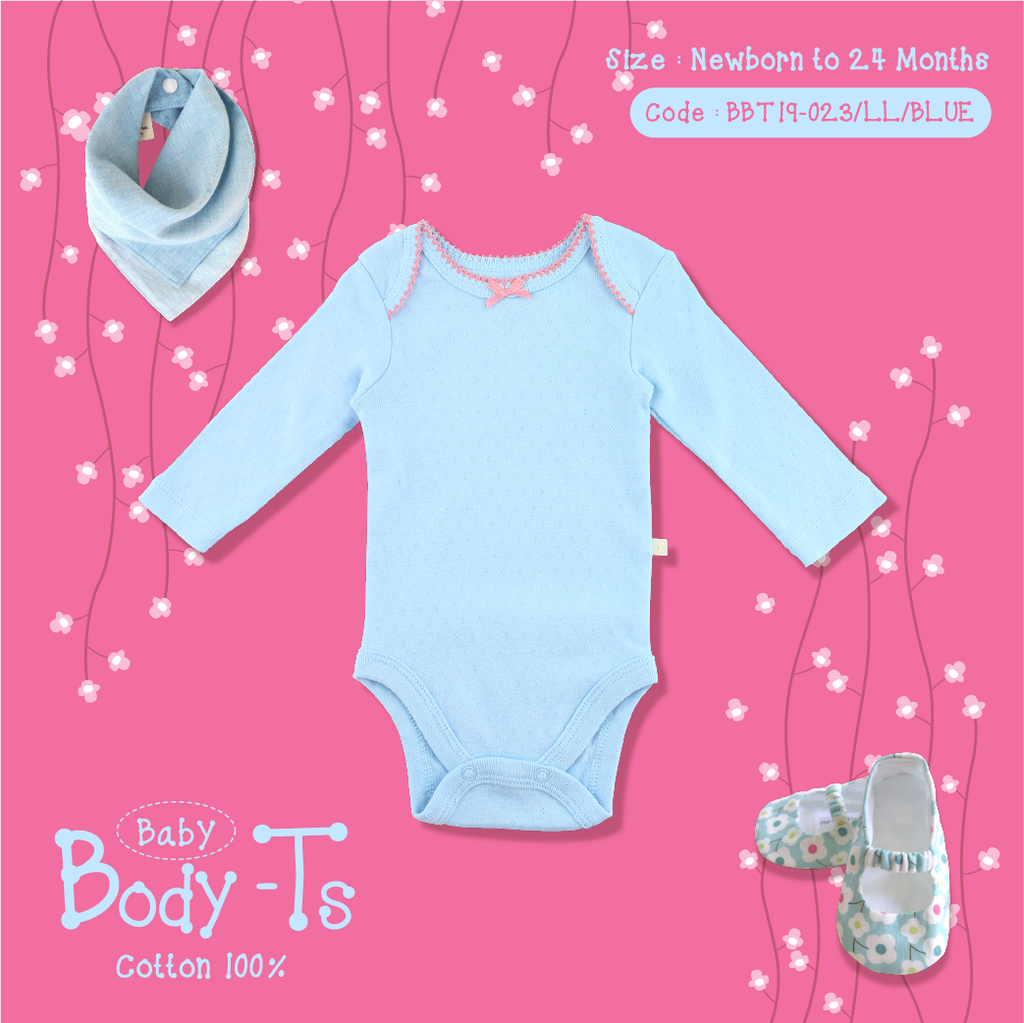 Baby Body-T's (Long Sleeve-Crochet Bow tie neck)-023