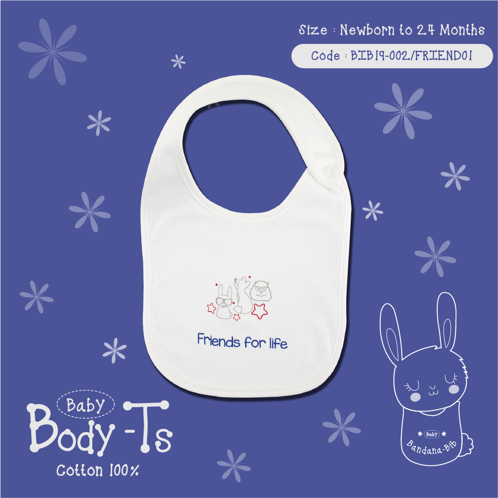 Baby Bibs (Friend for Life/White)-002